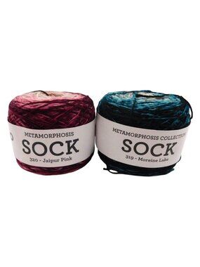 Malabrigo Metamorphosis Sock Yarn Jaipur Pink Moreine Lake Superwash Merino Wool